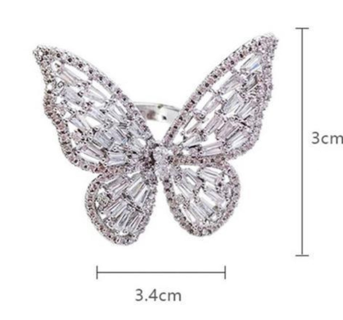 Sparkly Butterfly Statement AD Ring