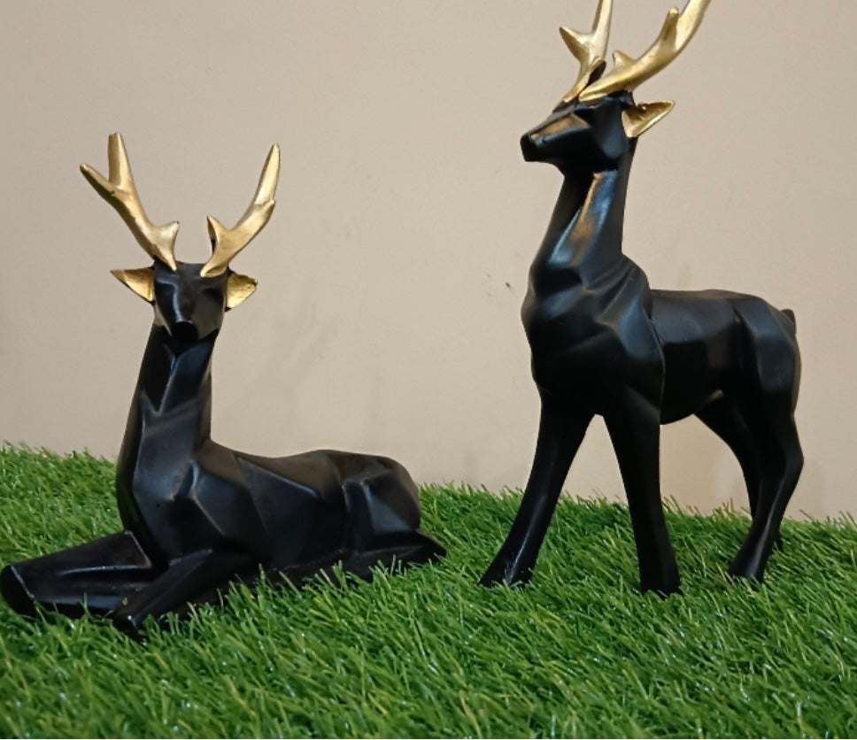 Decorative Black Deers Figurines - Set of 2