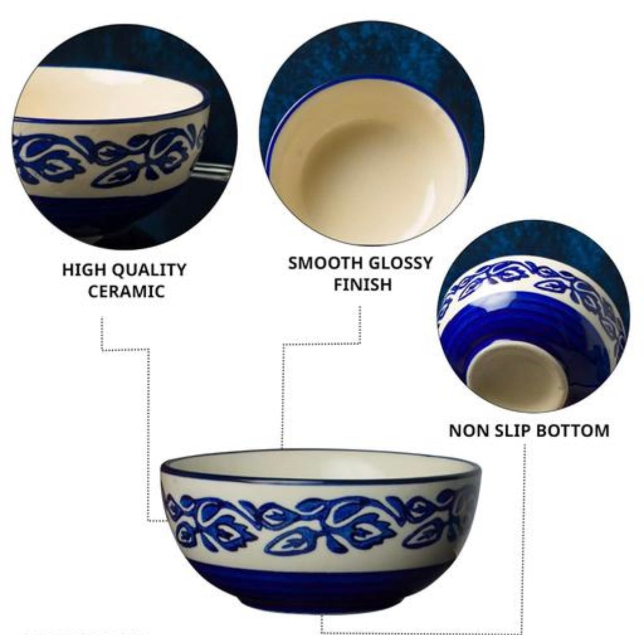 Elegant Ceramic Hand Painted Moroccan Design Premium Serving Bowls