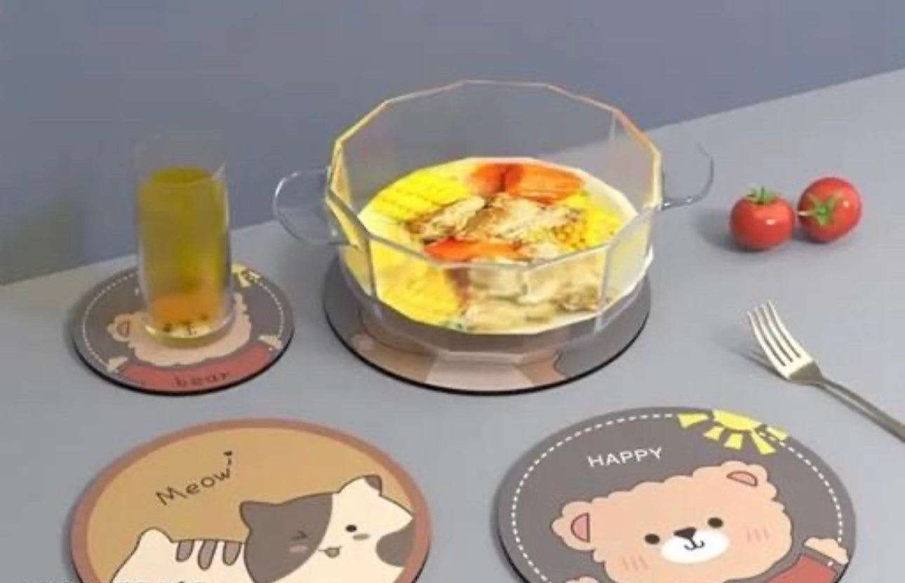 Cute Cartoon Coasters/Place Mats/Hot Pads - Set of 4