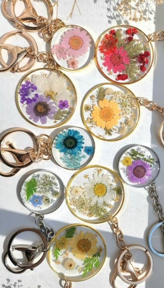 Transparent Floral Keychains