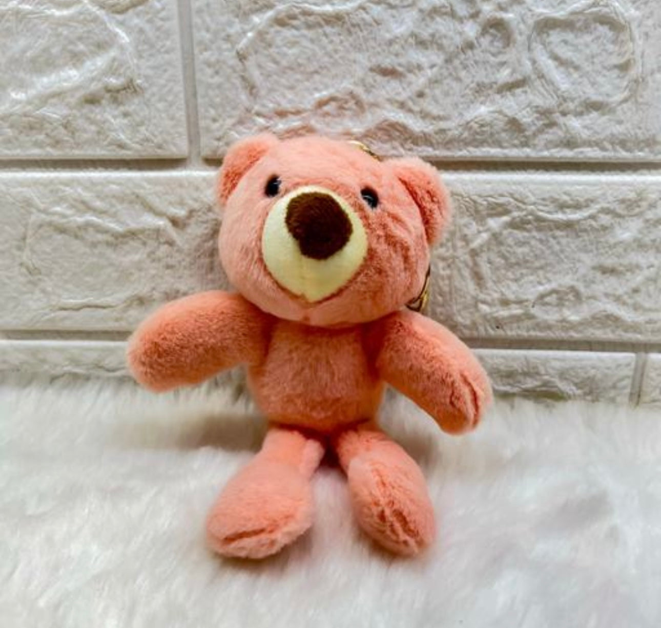 Cute Plushy Peach Teddy Keychain