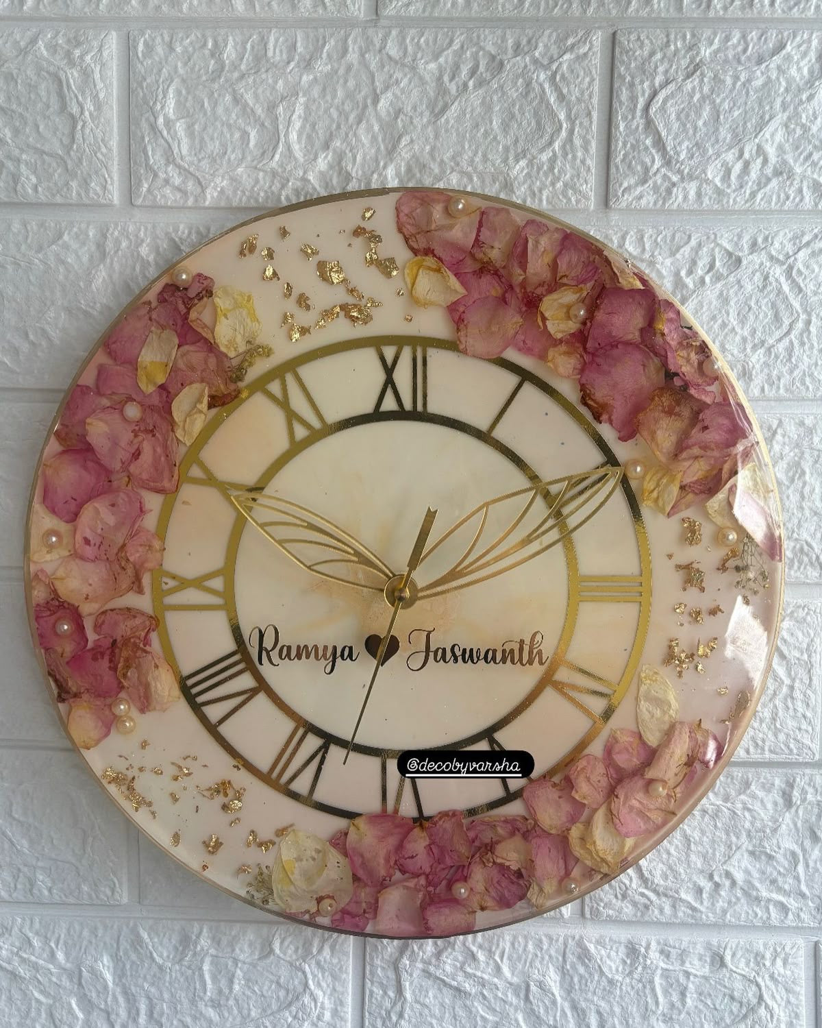 Personalised Real Flowers Preserved Wall Clock