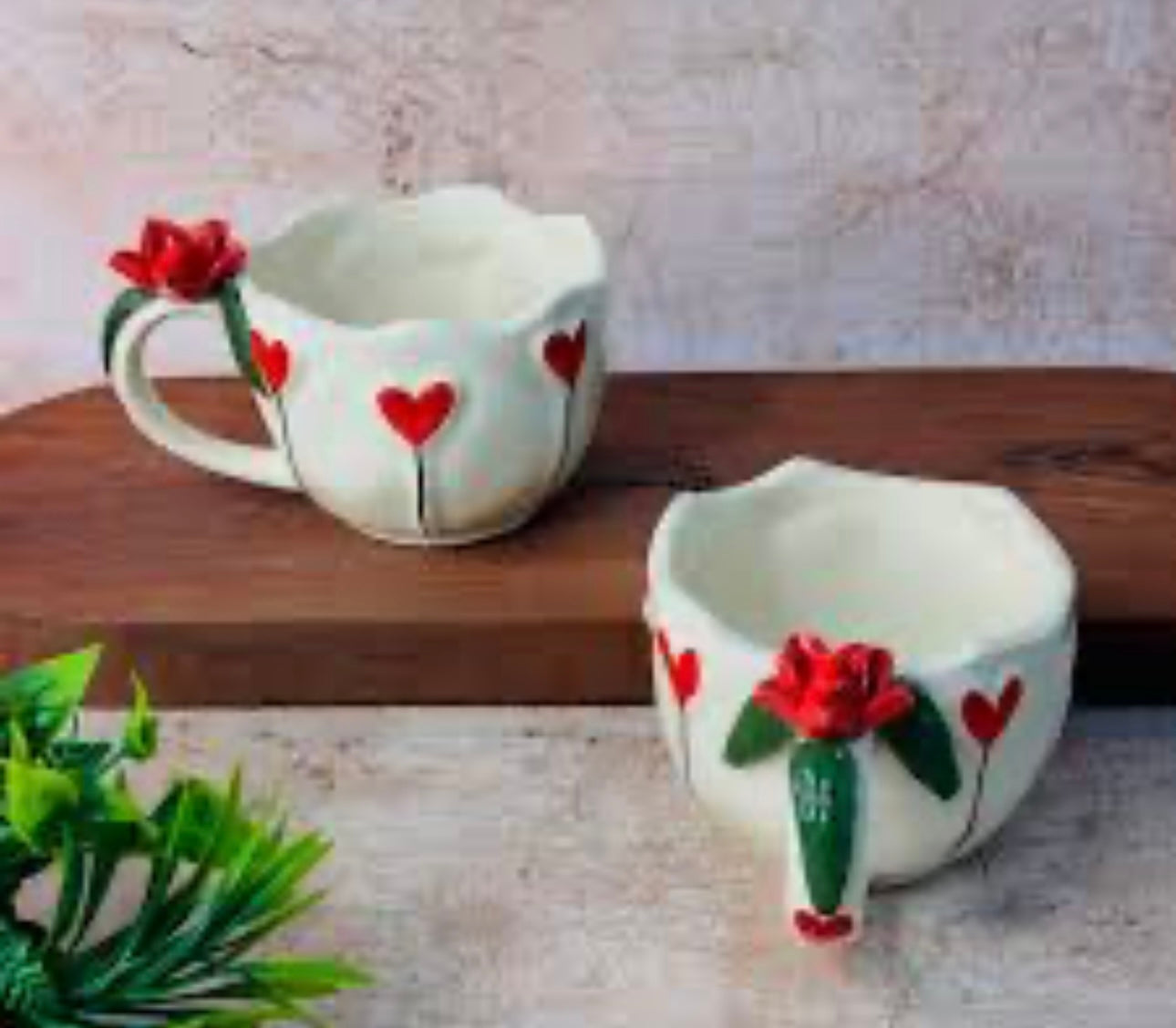 Elegant 3D Flower & Hearts Mug