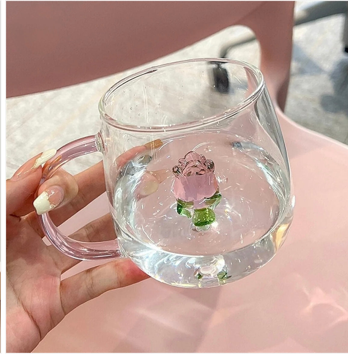 Aesthetic 3D Crystal Rose Inside Mug