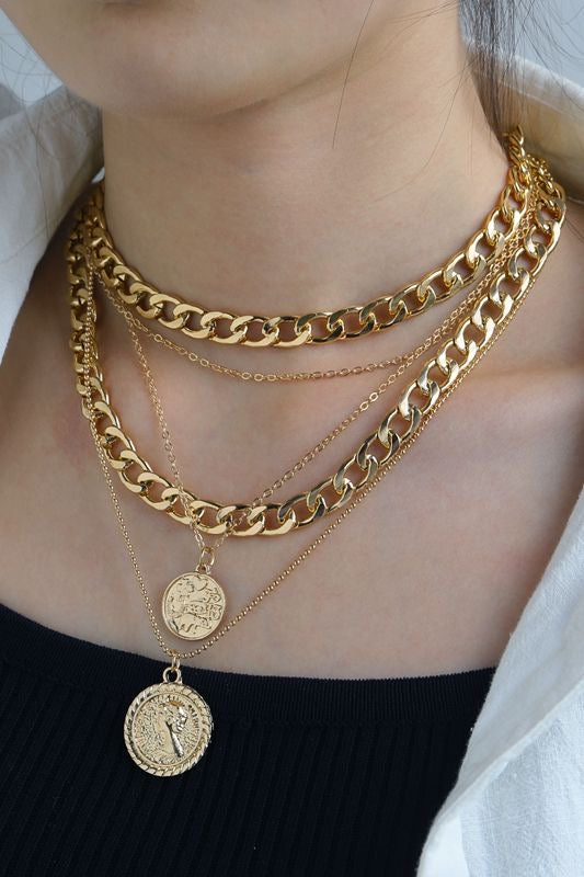 Multi-Layered Chunky Gold Cuban Necklace
