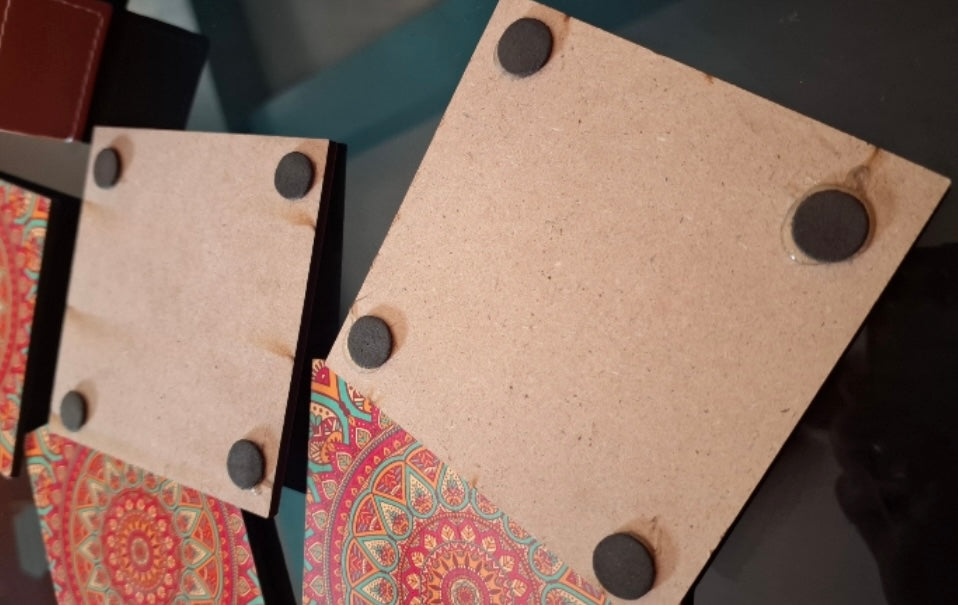 Premium Abstract Design Leather Coasters (Set of 6) with Leather Holder