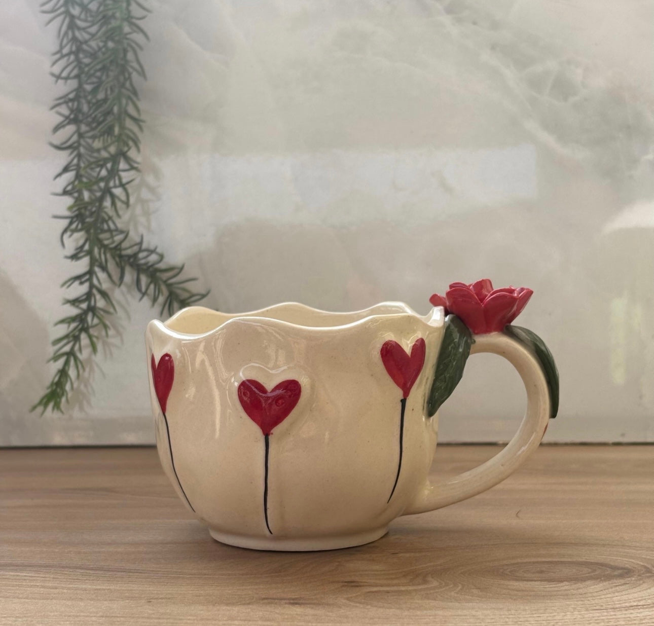 Elegant 3D Flower & Hearts Mug