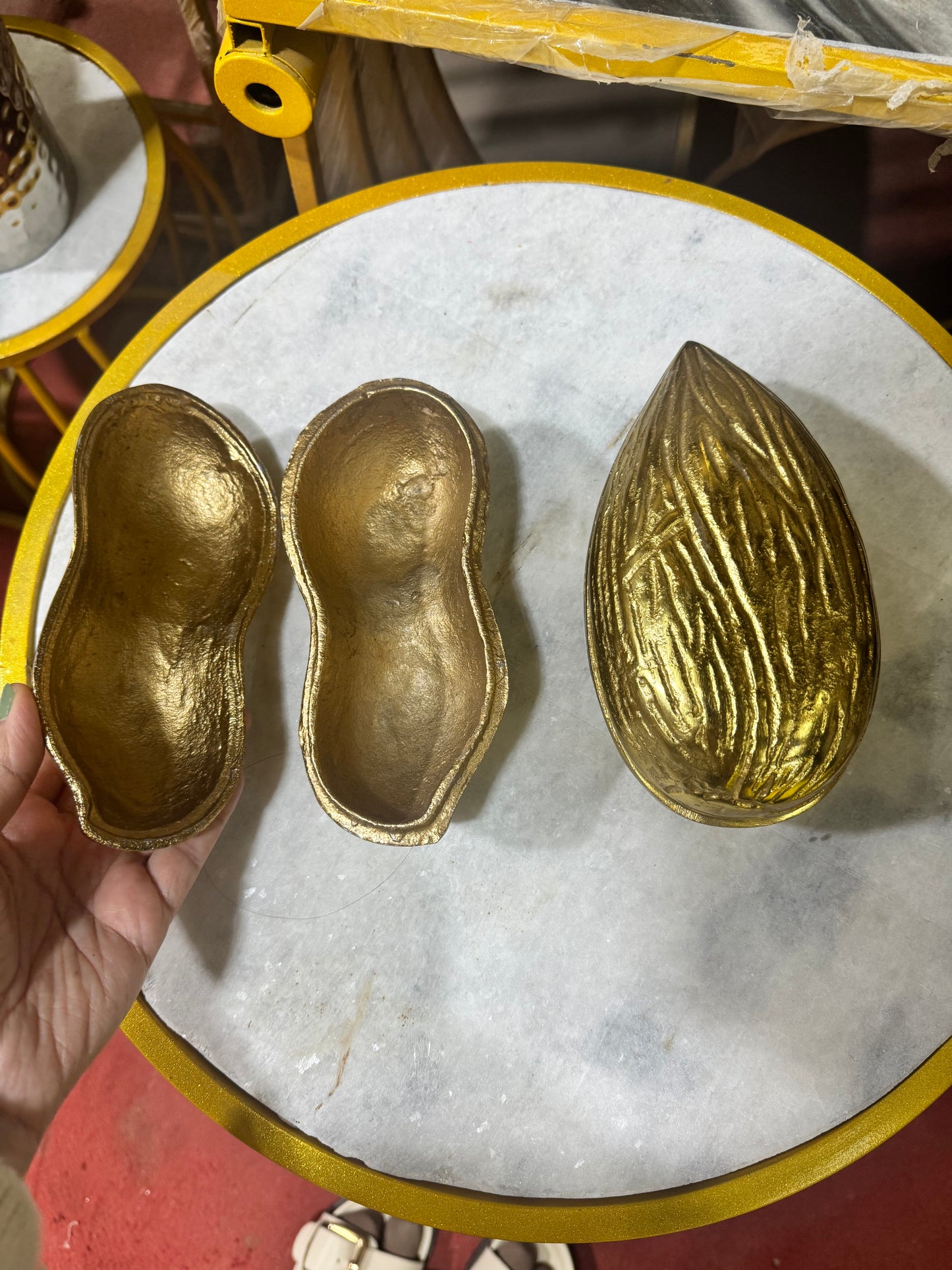 Luxe Gold Decorative Multipurpose Peanut Shape Trinket Tray