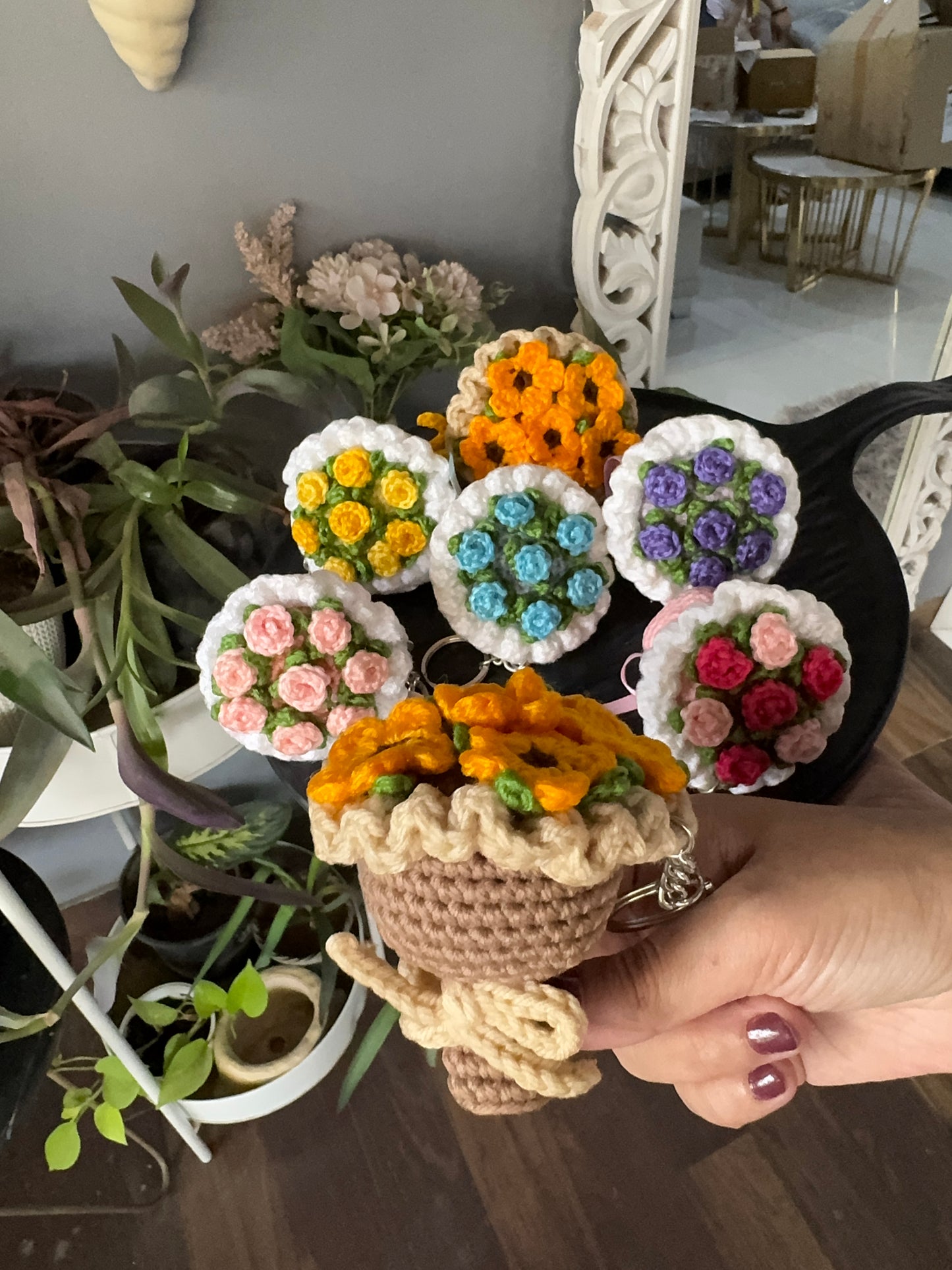 Crochet Mini Bouquet Keychain