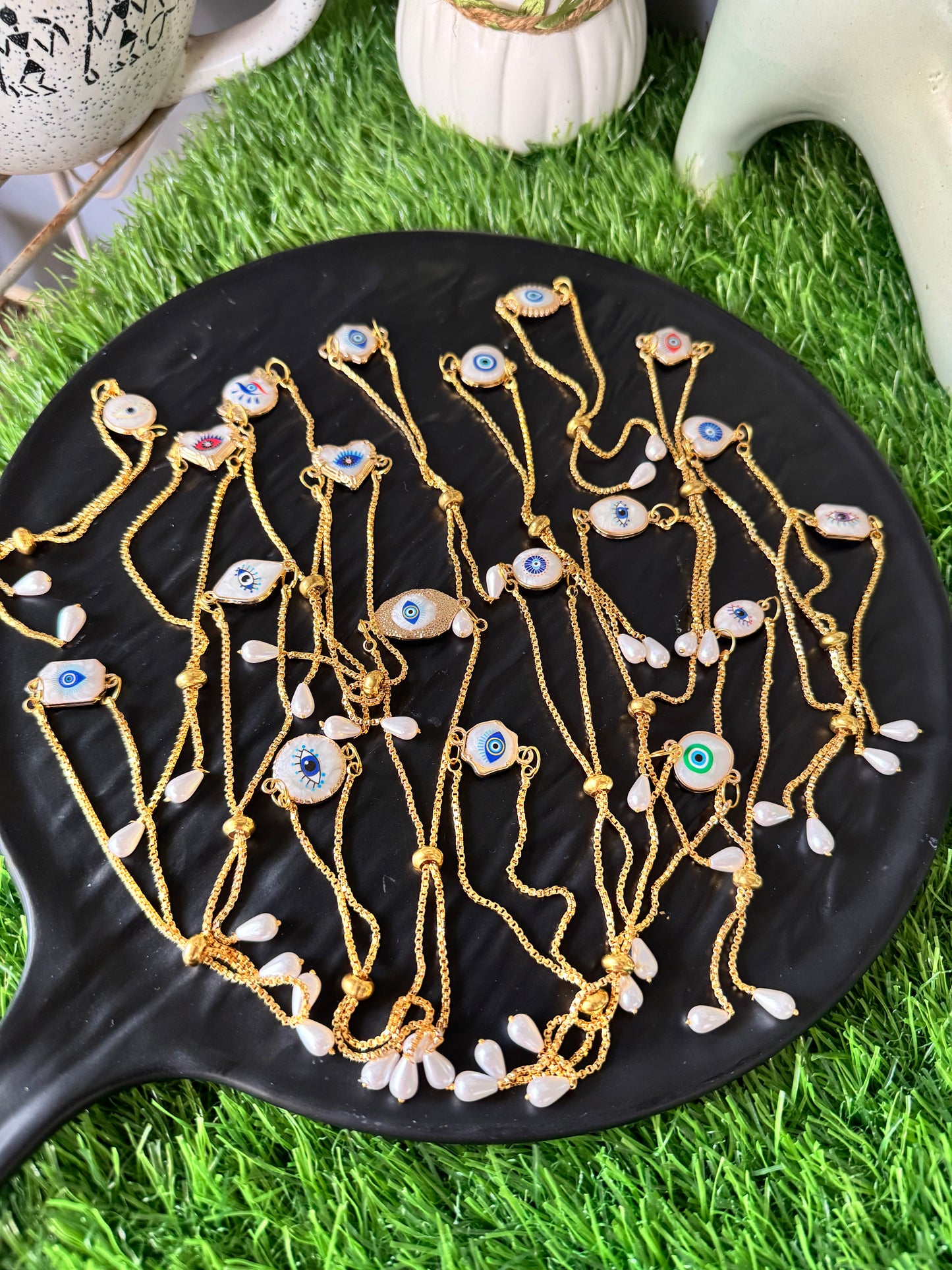 Exclusive Marble Evil Eye Bracelet/Rakhi Anti-tarnish Gold Plater