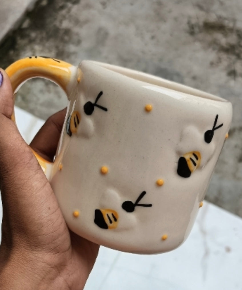Textured Ceramic Honeybee Mug