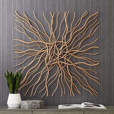 Abstract Gold Wire Metal Wall Art
