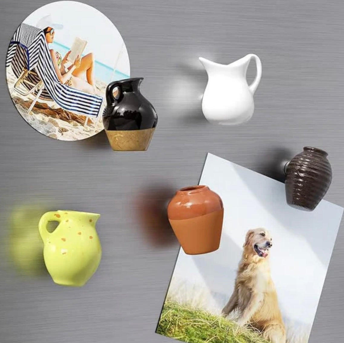 Cute Miniature Vase with Magnets (Only Pots, Flowers not included)