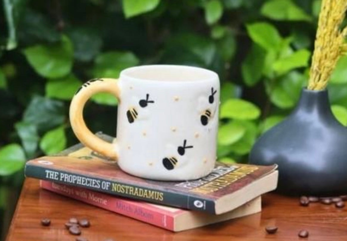 Textured Ceramic Honeybee Mug