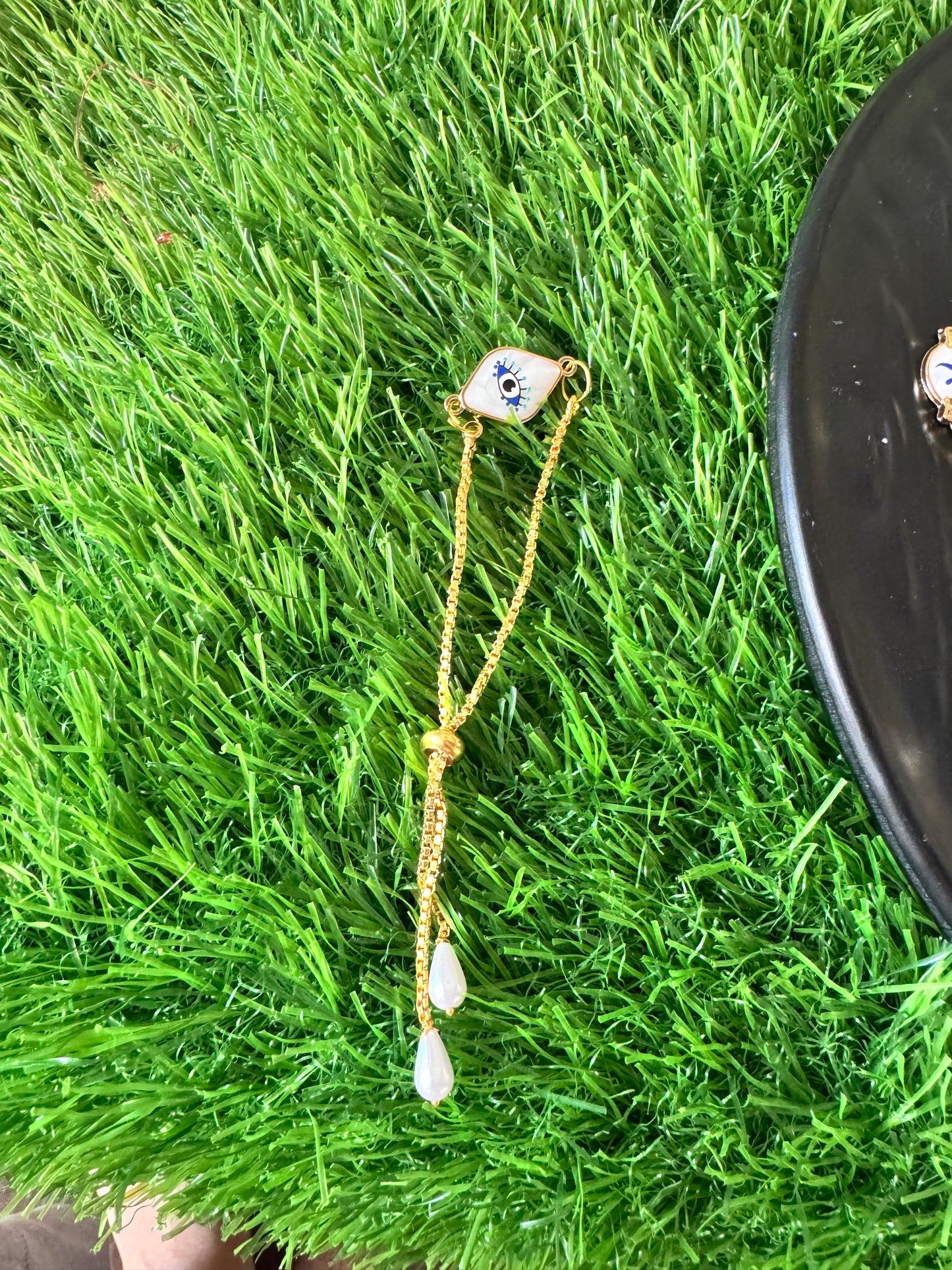 Exclusive Marble Evil Eye Bracelet/Rakhi Anti-tarnish Gold Plater