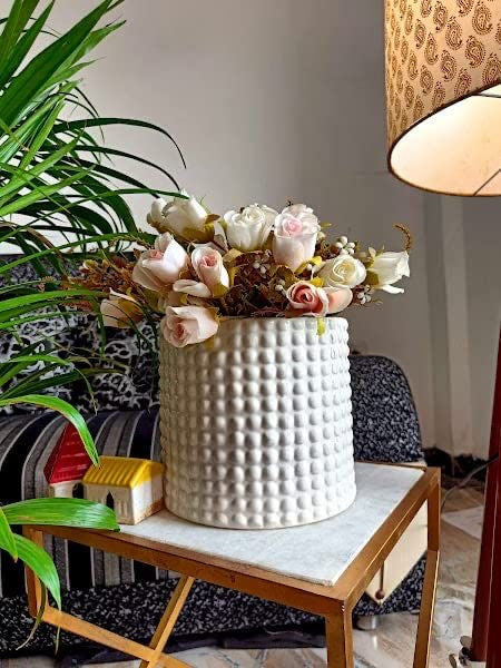 Bubble Knobbed White Vase/Planter