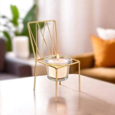 Chair Shape Candle Holder - Set of 2 (Gold)