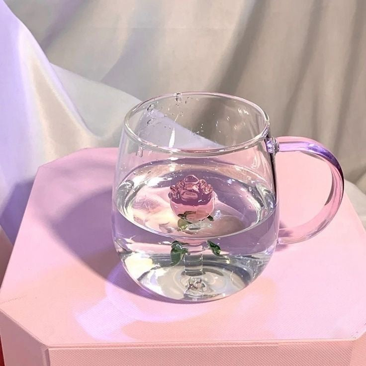 Aesthetic 3D Crystal Rose Inside Mug