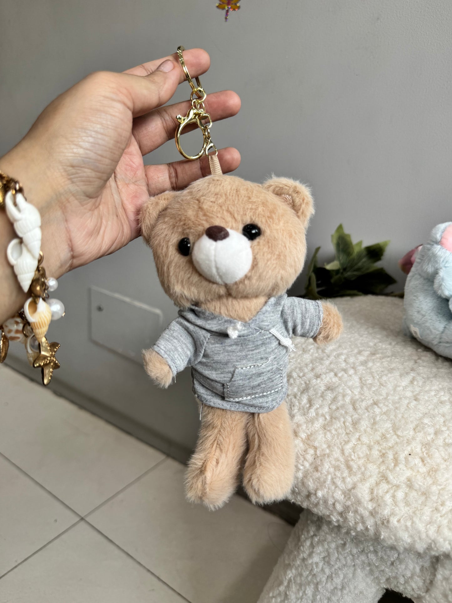 Adorable Teddy with Hoodie Plushy Keychain/Bag Charm (Random Color)