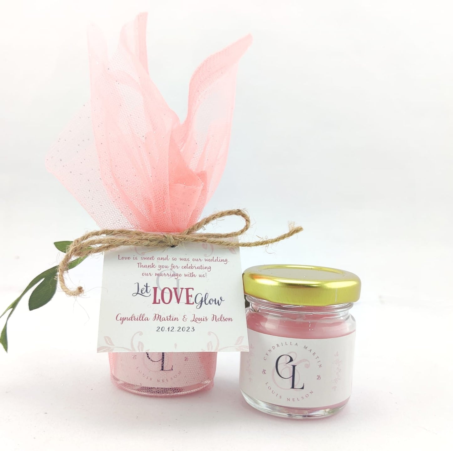 Votive Jar Candles for Return Gifts/Favours with Packaging & Personalised Tags