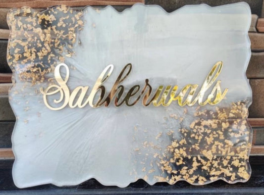 Customised Ivory & Gold Nameplate for Home