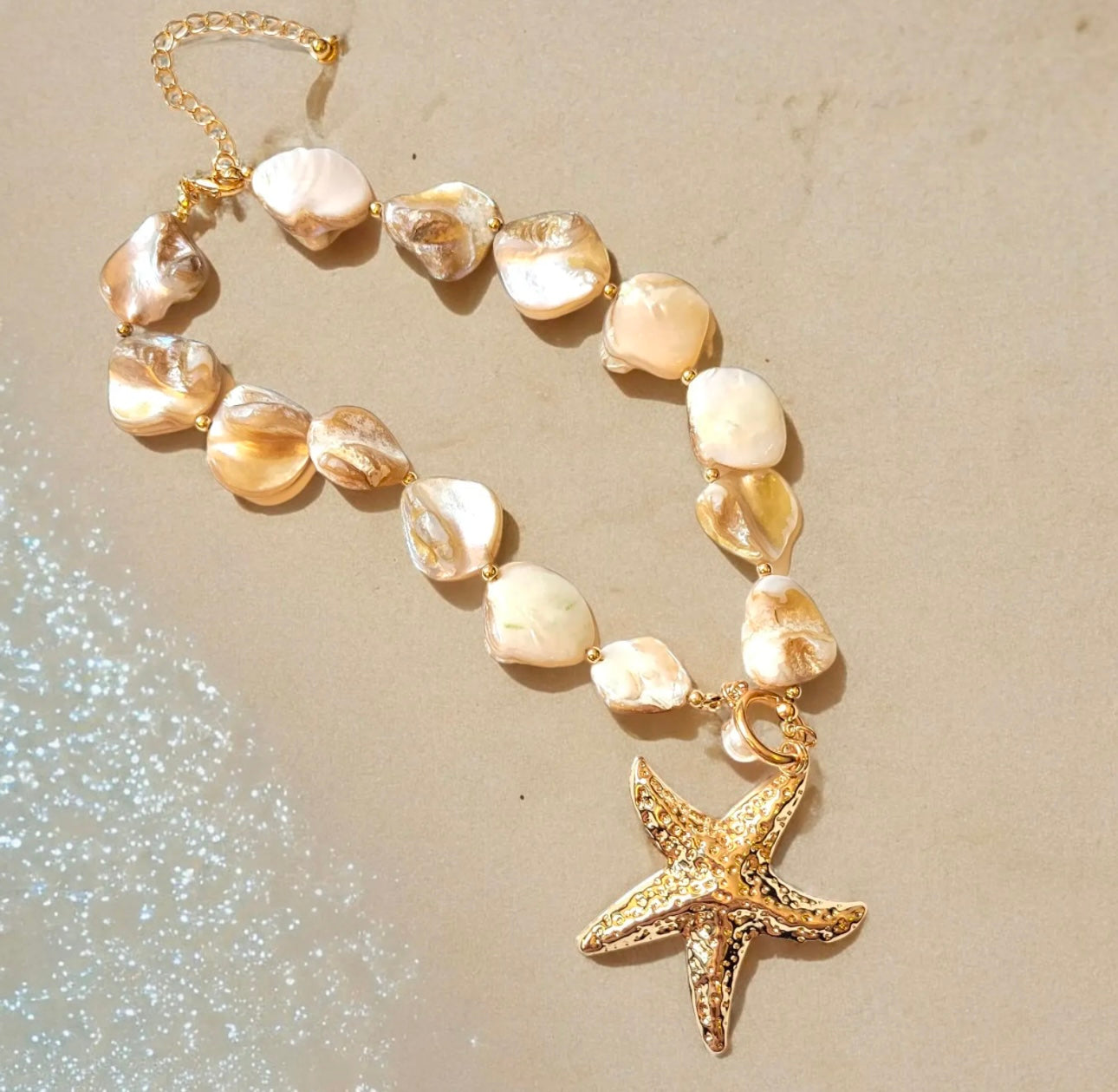 Bohemian Ocean Elements Starfish & Shells Design Necklace and Bracelet Combo