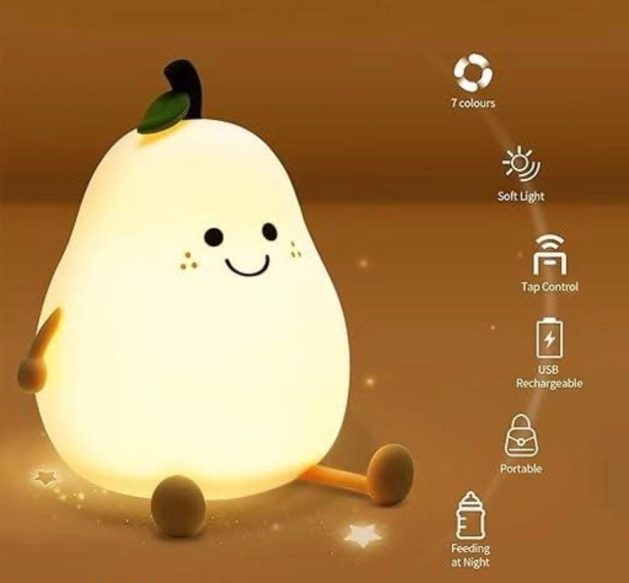 Cute Pear Shape LED Night Light - Rechargeable