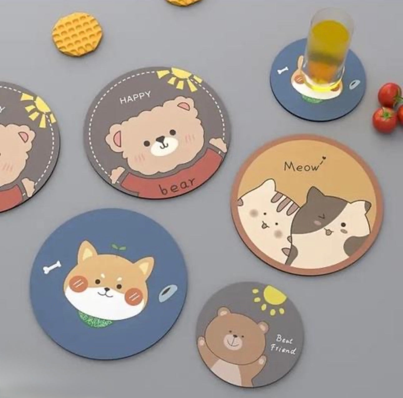 Cute Cartoon Coasters/Place Mats/Hot Pads - Set of 4