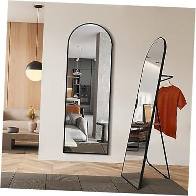 Decorative Full Length Arched Metal Frame Standing Mirror with Stand
