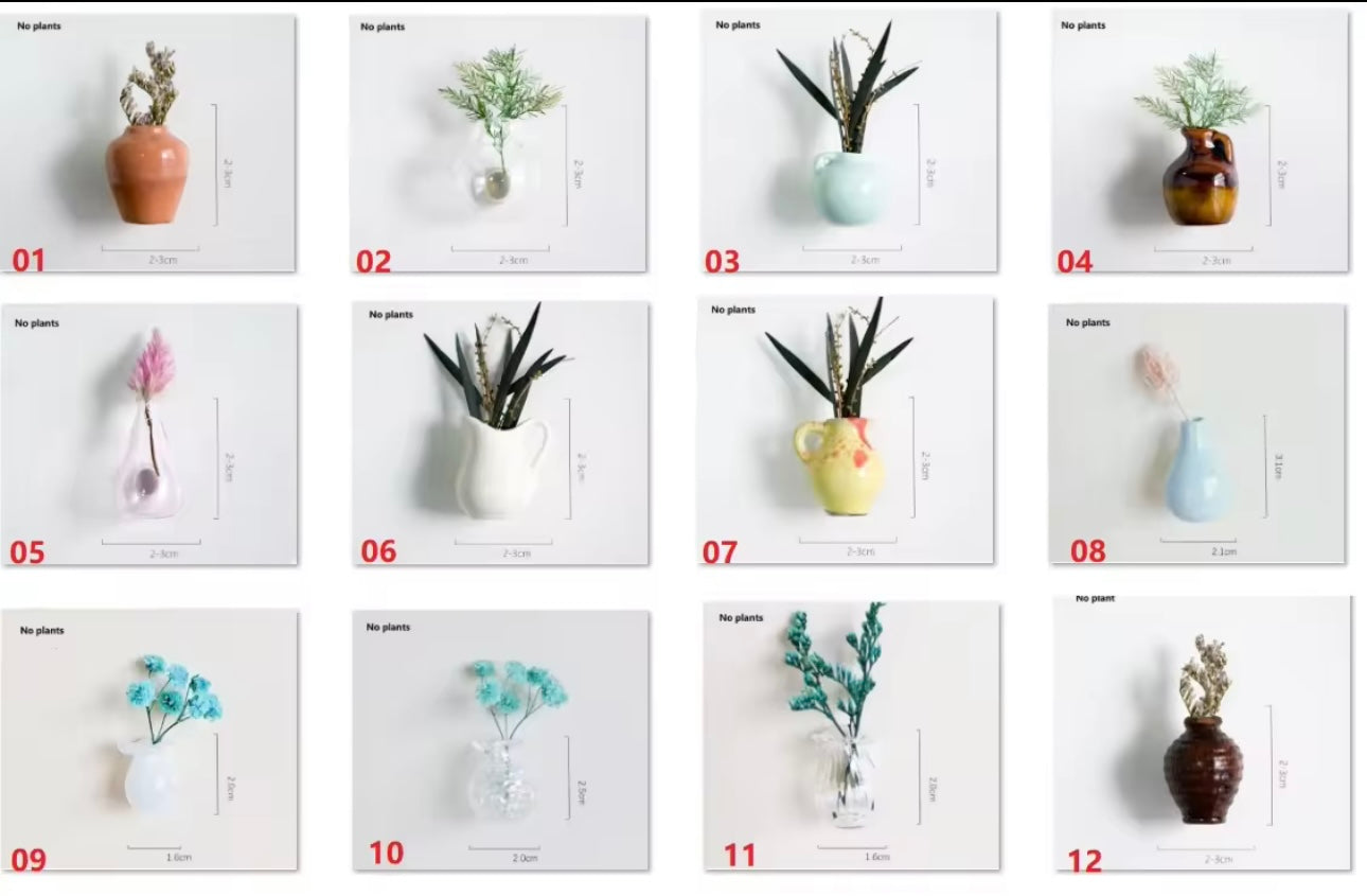 Cute Miniature Vase with Magnets (Only Pots, Flowers not included)