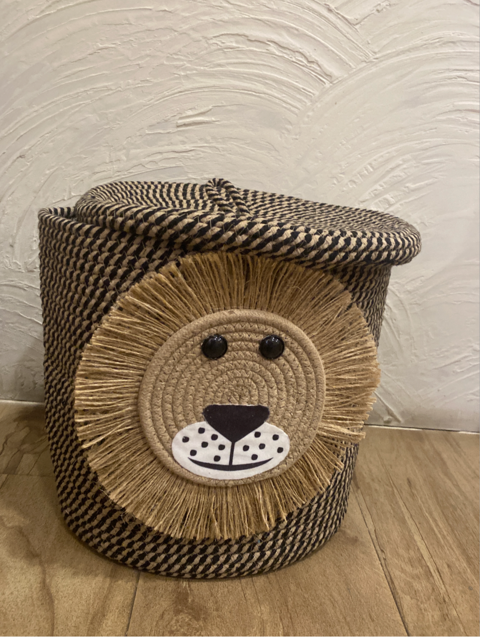 Natural Jute Small Rope Lion Kids Toy Storage Basket