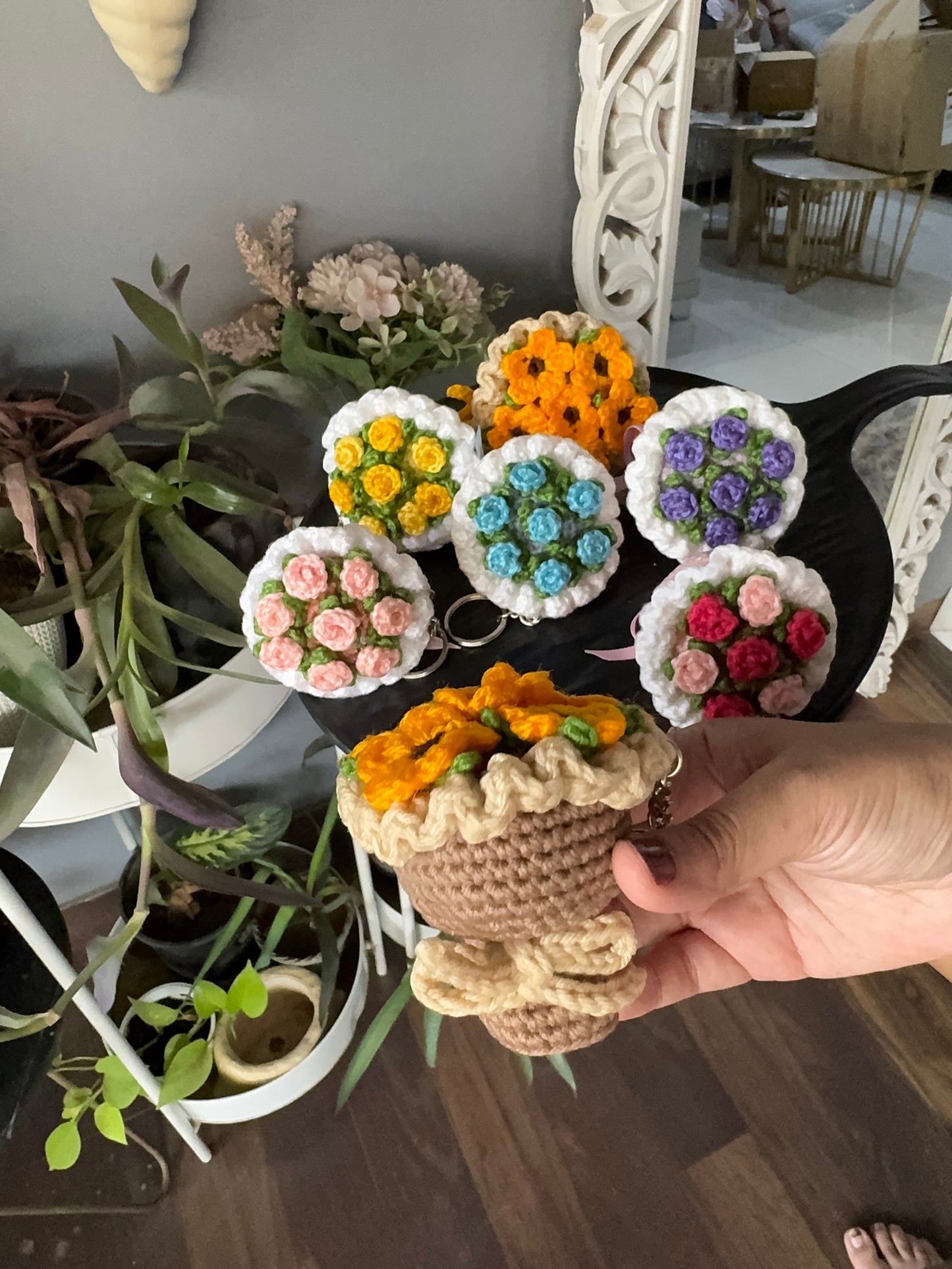 Crochet Mini Bouquet Keychain