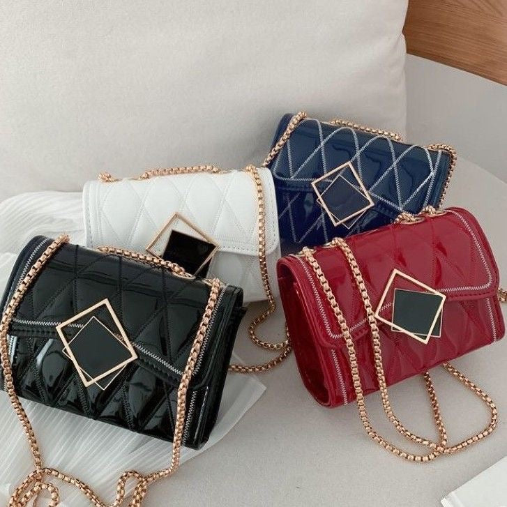 Faux Leather Chain Strap Crossbody Bag