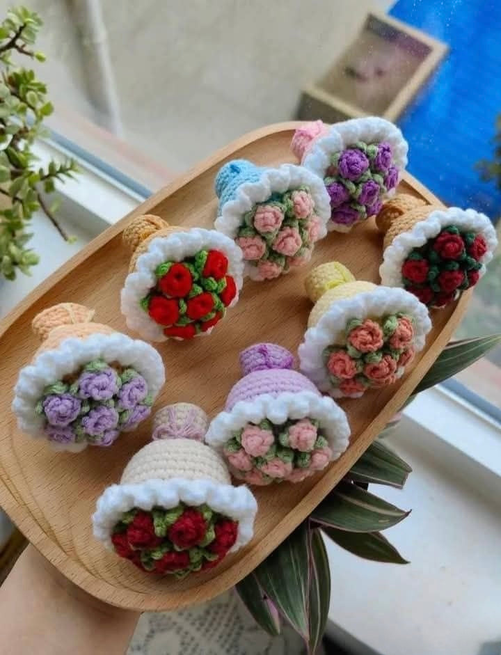 Crochet Mini Bouquet Keychain