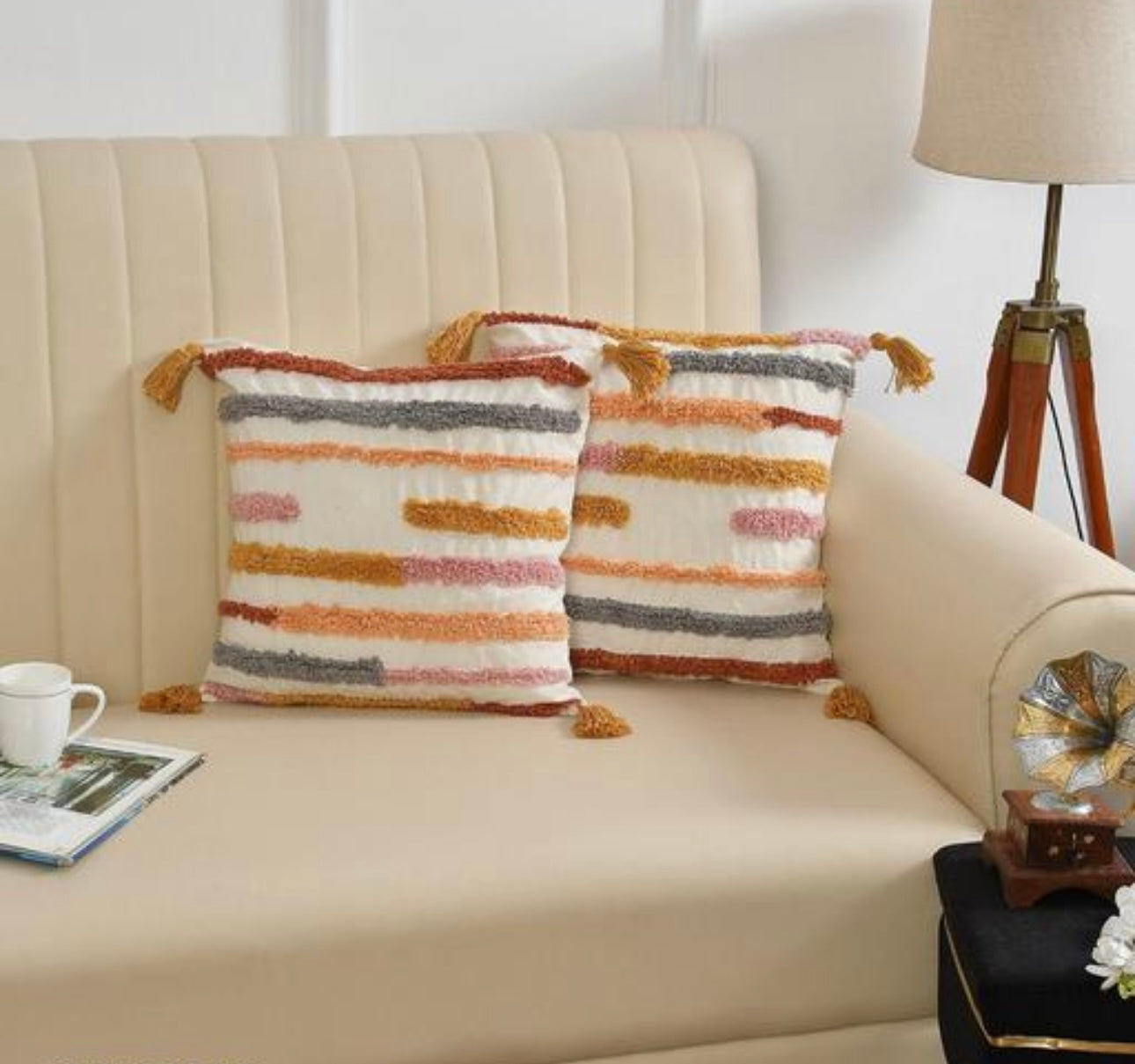 Hand Woven Tufted Boho Pillow Covers - Set of 2