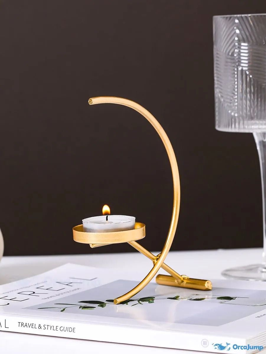 Aesthetic Simple Gold & Black Candle Holders - Set of 2