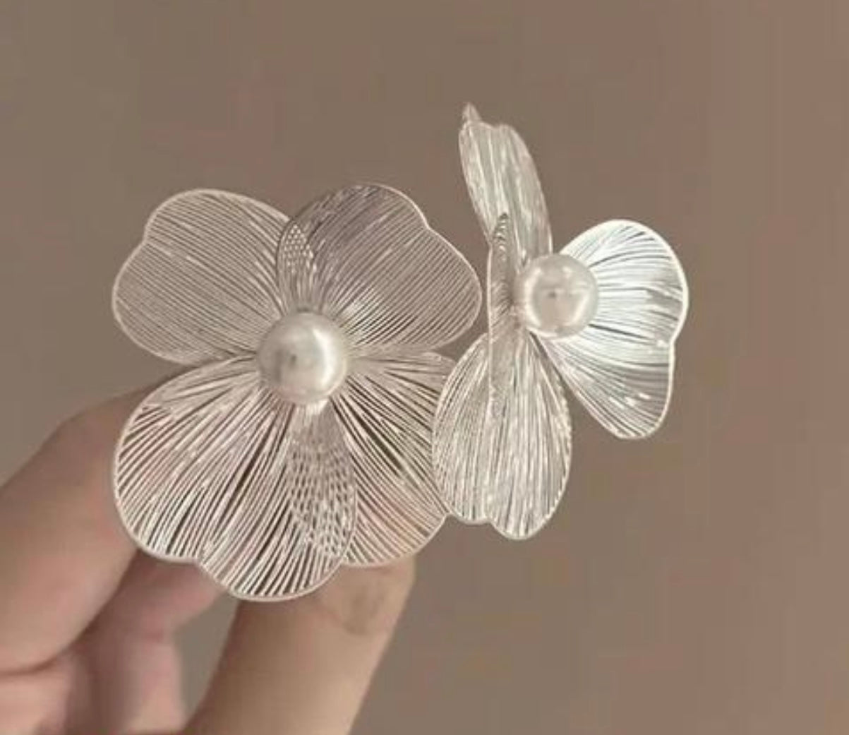 Translucent Large Metal Flower Earrings