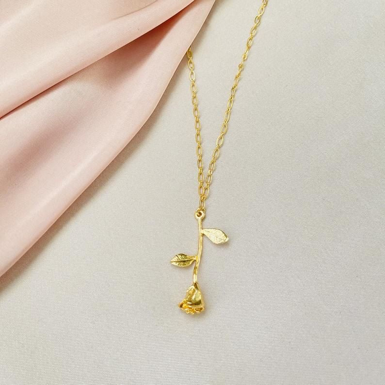 Gold Plated Minimalist Rose Necklace