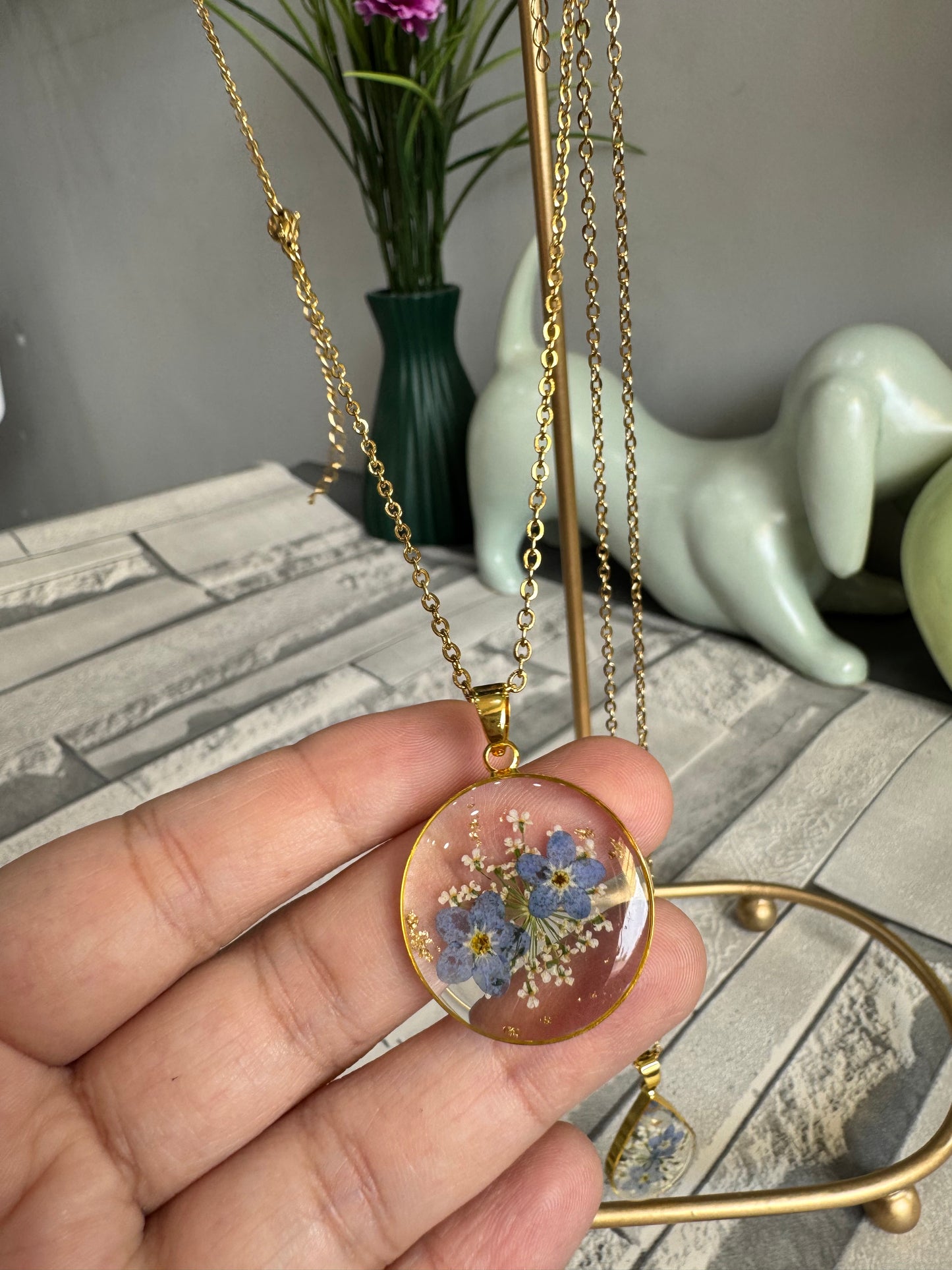 Pendants with Real Pressed Flowers