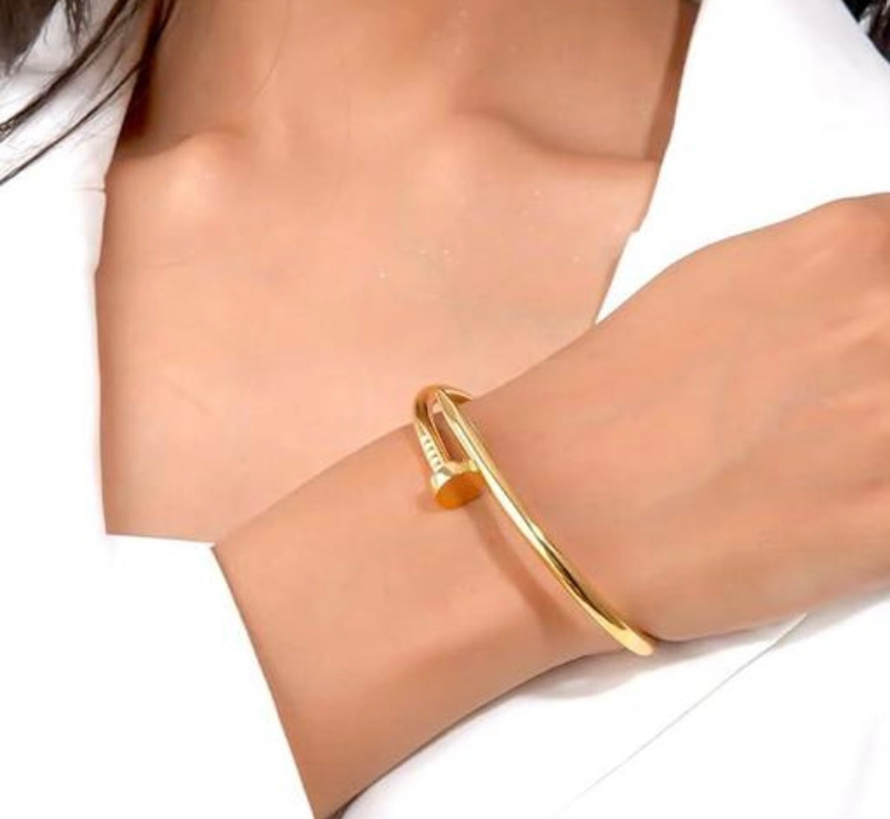 Minimalist Gold Plated Nail Bracelet