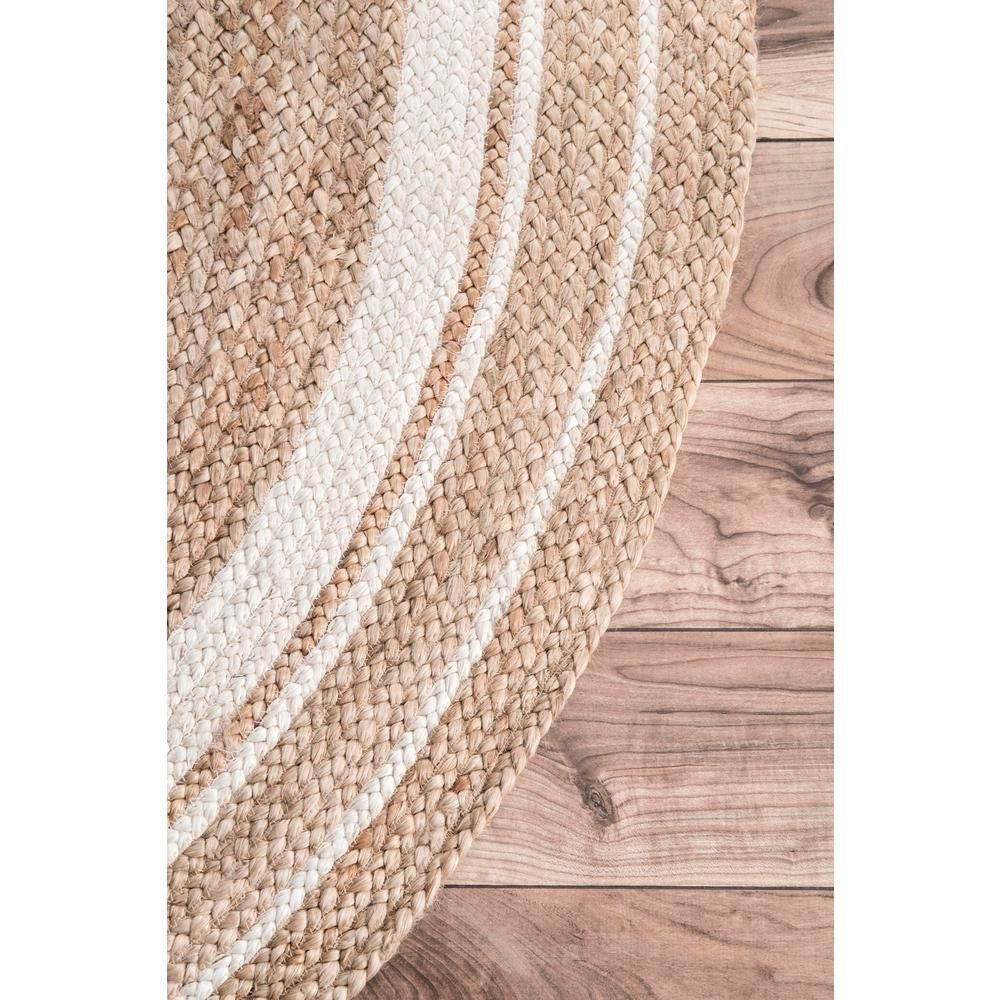 Natural Half Circle Jute Braided Border Mat