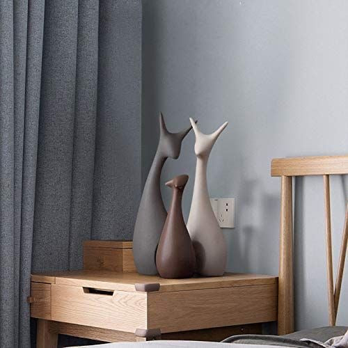 Exquisite Decorative Deer Family Matte Finish Ceramic Figurines - Set of 3