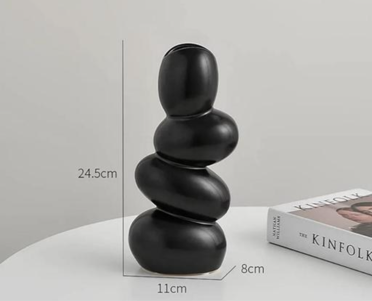 Minimalist Staked Cobblestone Ceramic Vase