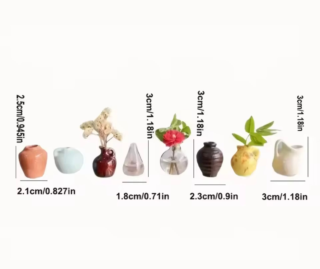 Cute Miniature Vase with Magnets (Only Pots, Flowers not included)