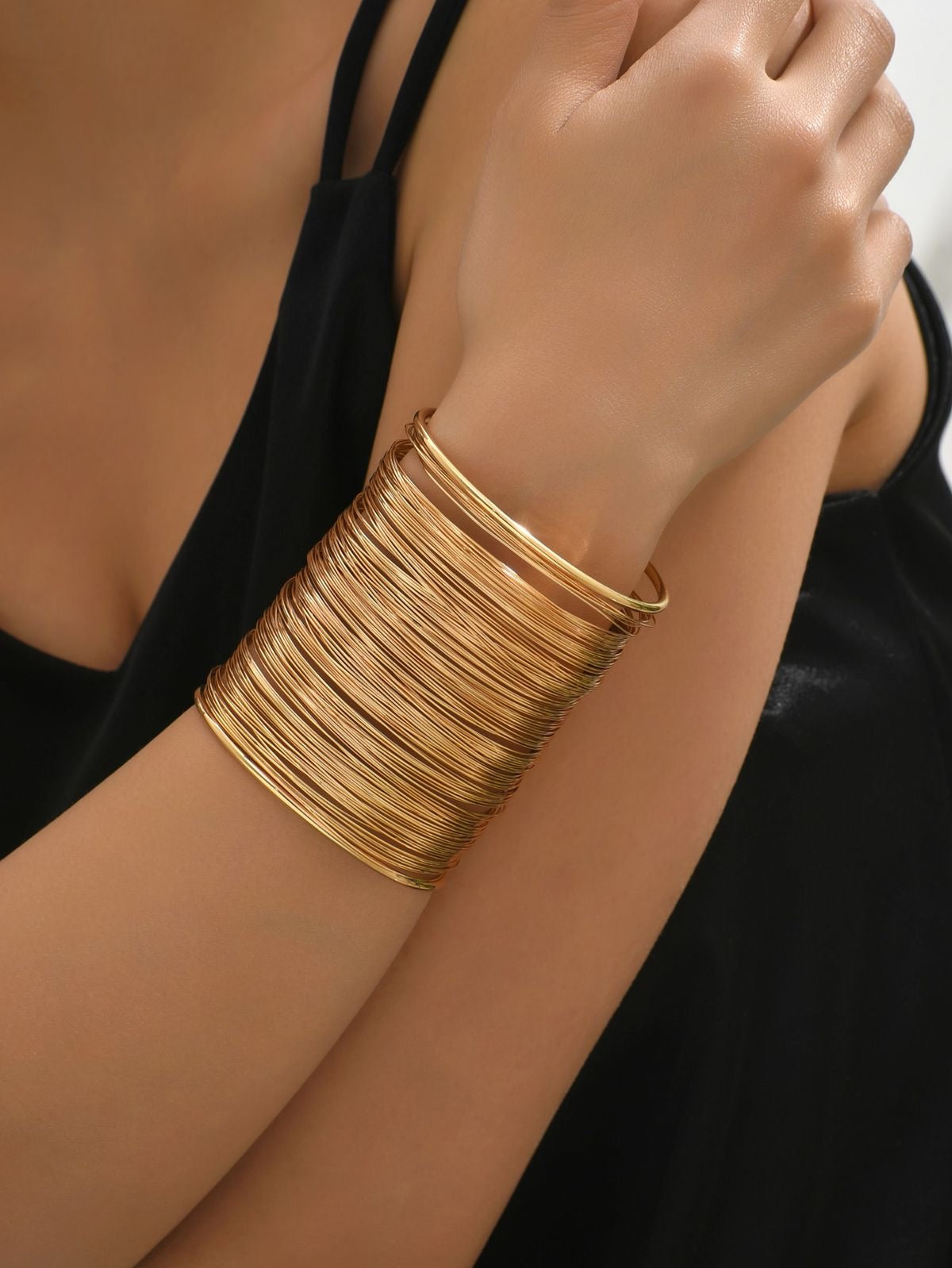 Multi-Layer Gold Wrist Cuff Adjustable Bracelet