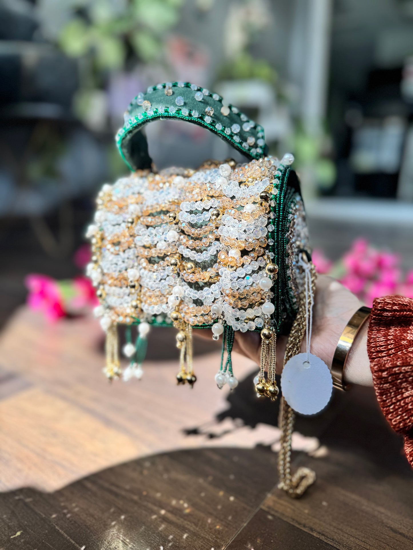 Shimmering Embellished Pearl & Rhinestone Bridal Bag / Party Bag