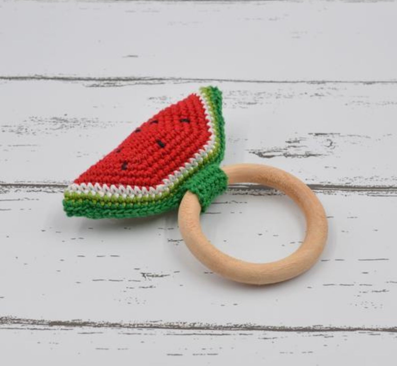 Cute Crochet Watermelon Rattle Keychain