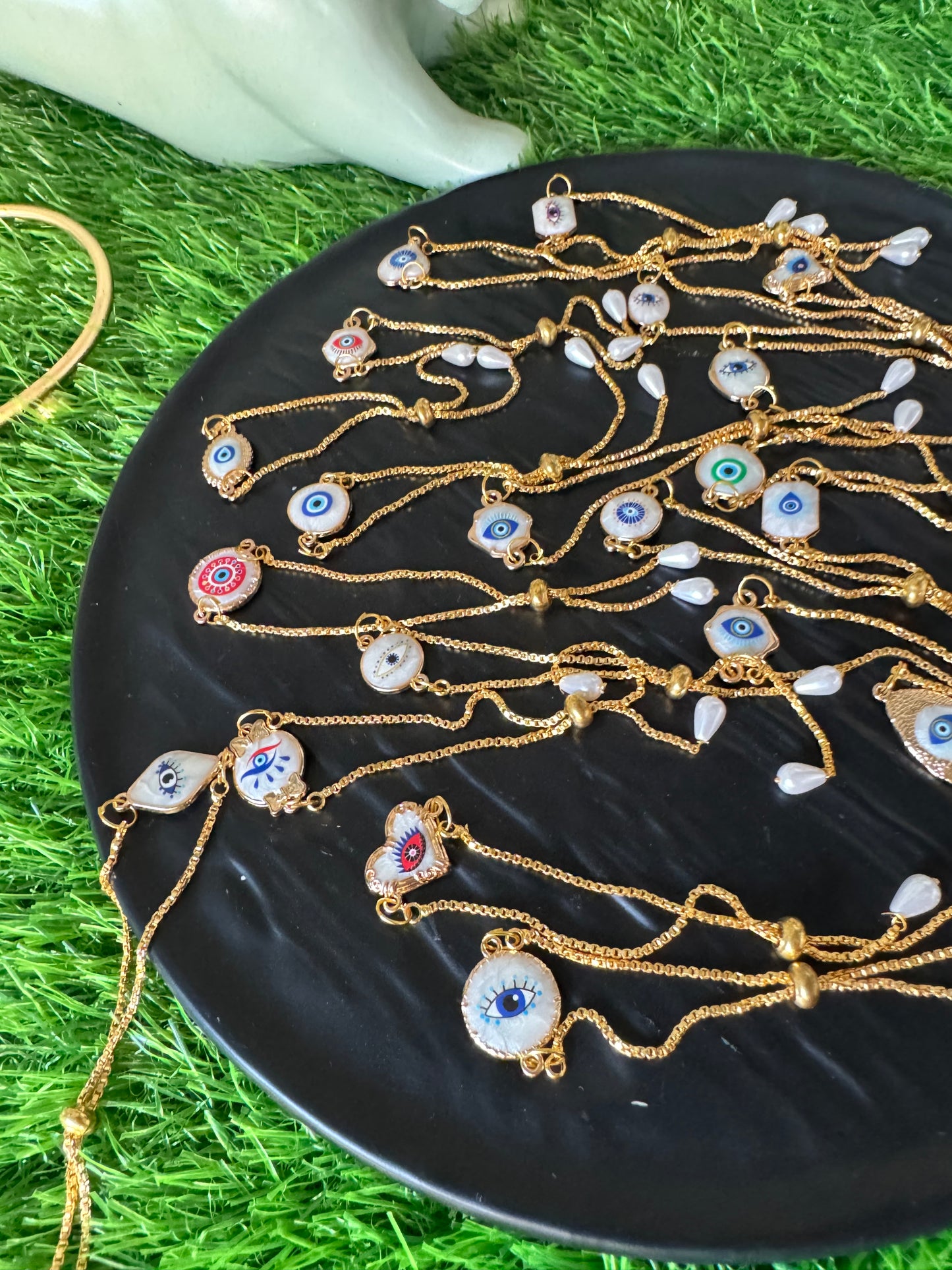 Exclusive Marble Evil Eye Bracelet/Rakhi Anti-tarnish Gold Plater
