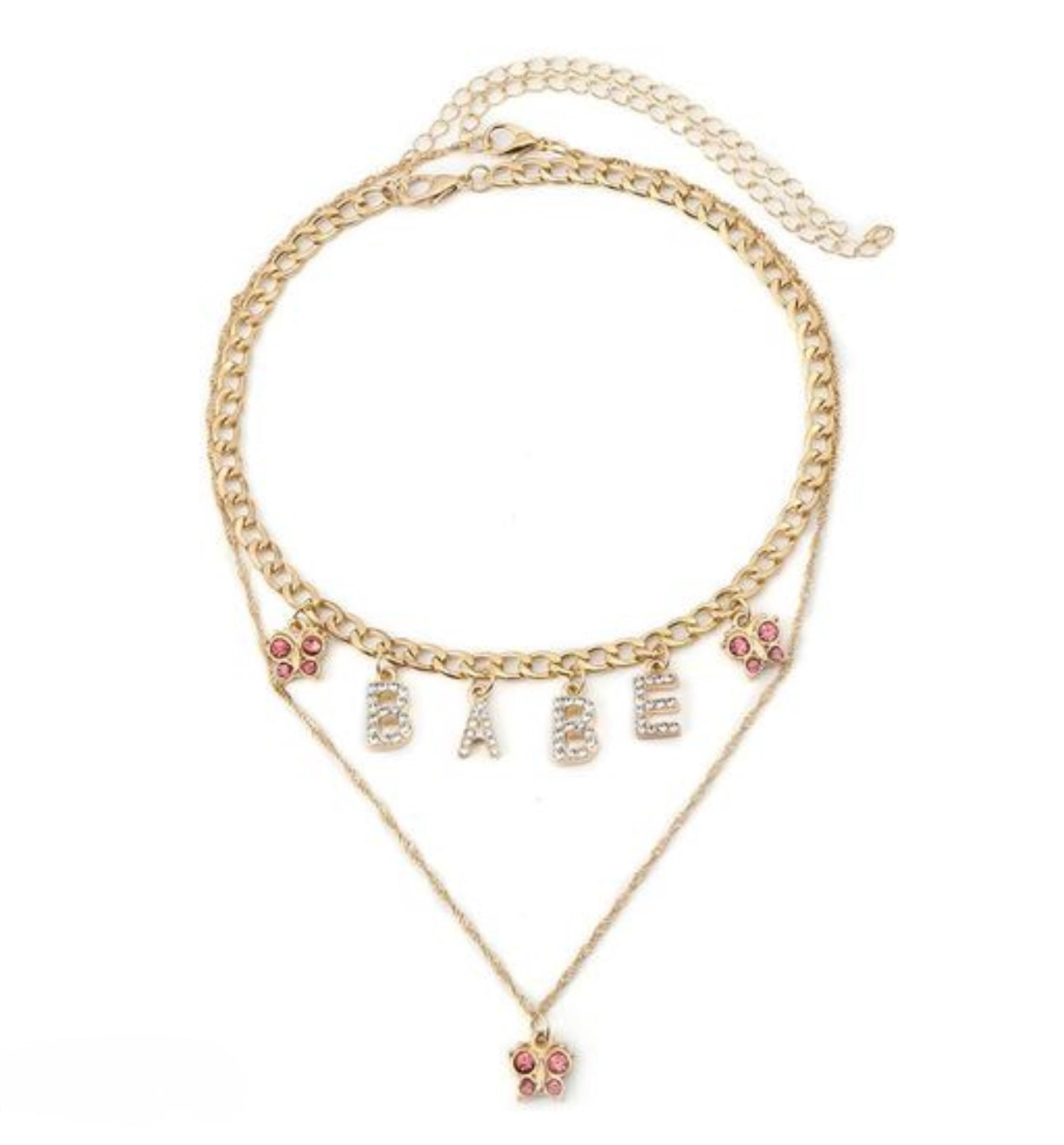Exclusive Double-layer Butterfly BABE Letters Pendant